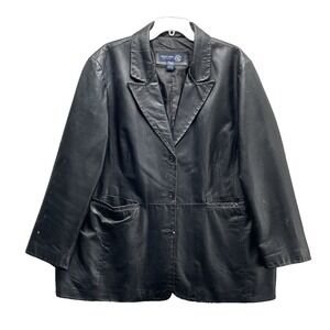 Venezia Jeans Leather Blazer Womens 26/28 90's Academia Corpcore Business Grunge